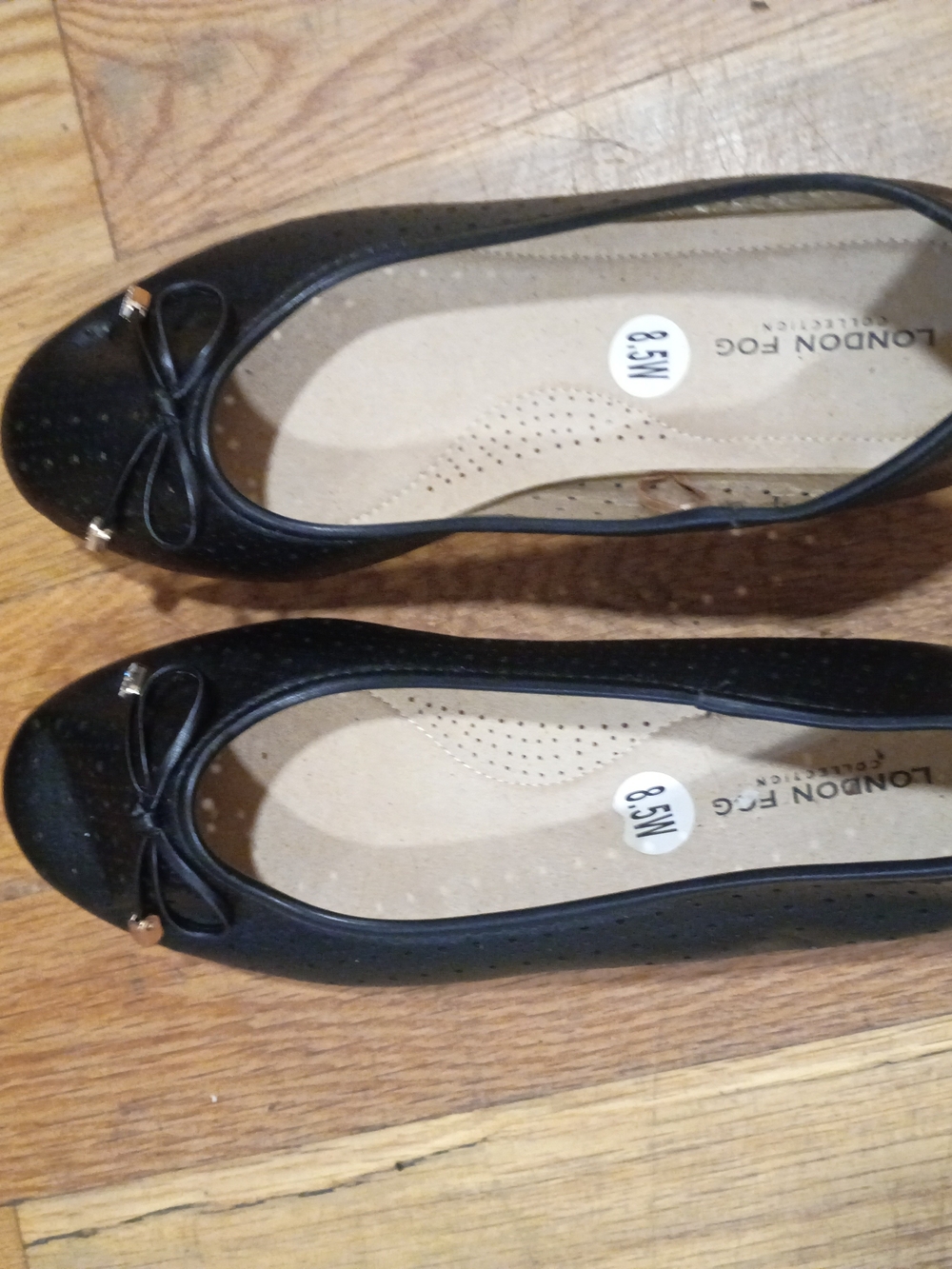 London Fog Black Bow Ballet Flats for Women